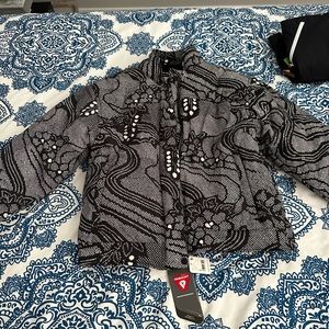 Free People Bunny Slope black and white floral puffer